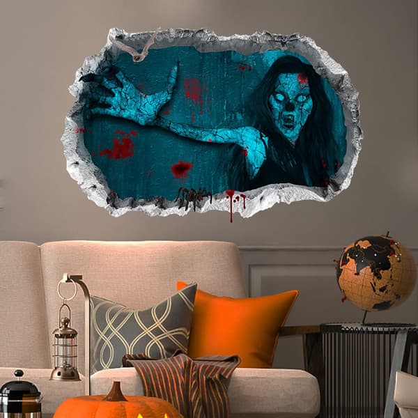 3D Halloween-väggdekaler, avtagbara Halloween-väggdekaler