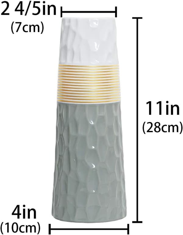 28cm blomvas guld grå vit keramik stor design dekorativ