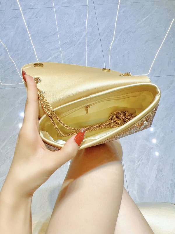 Rhinestone Clutch Handväskor för Kvinnor, Kedjeväskor, Glittrande Kvällsväskor för Cocktail, Bal, Fest och Bröllopsfirande silver