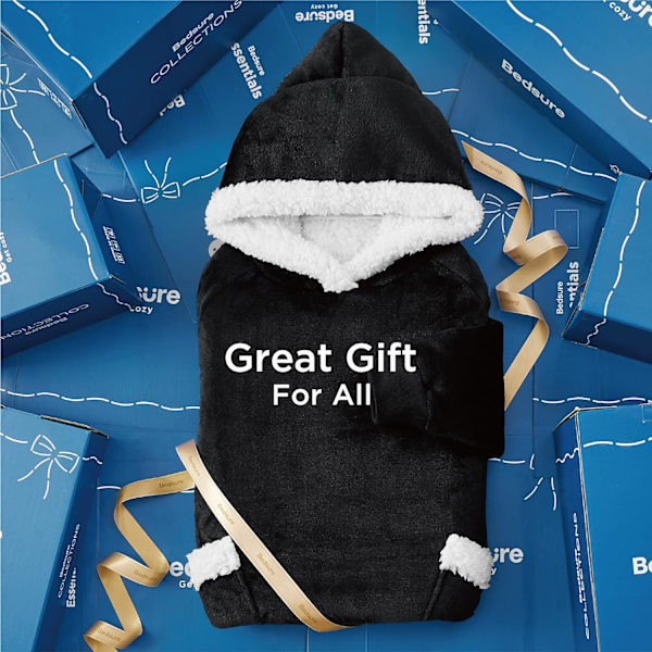 Bärbar huvtröja - Sherpa Fleece Huvtröja filt för vuxna som present
