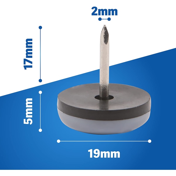 50 kpl tuolinjalkojen liukuesteet. 19 mm, helppo asentaa tuolinjalkoihin, varten