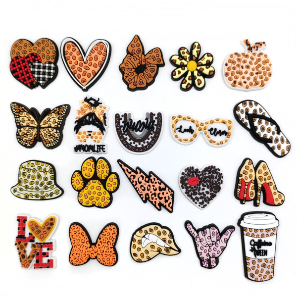 20 stk. 3D-sandaler til pynt (leopardprint), skocharms