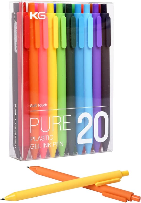 Retractable gel penner, 20 assorterte farger