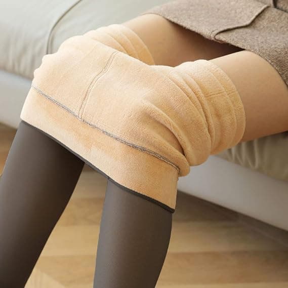 Dam vinter varma stretchiga termiska leggings fleecefodrade tights