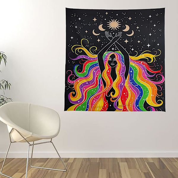 Boho pystysuora seinävaate esteettiset seinävaatteet aurinko ja kuu seinävaate