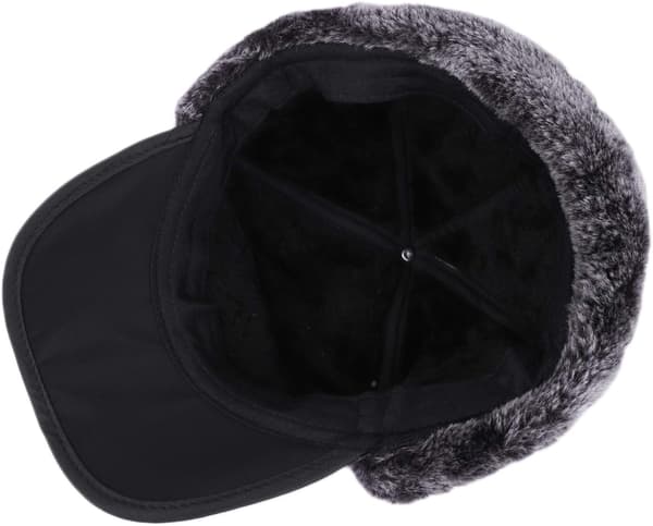 Hatt för män och kvinnor med fuskpälsfoder och öronlappar, varm mössa