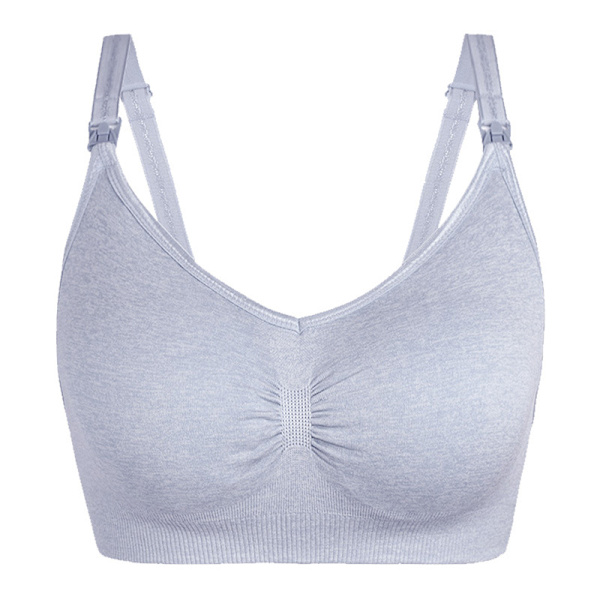 Maternity front open buckle plus size amme-BH - Lys grå L