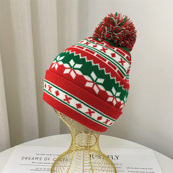 Julsnöflinga mössa 2 st tomteluva stickad mössa röd mössa