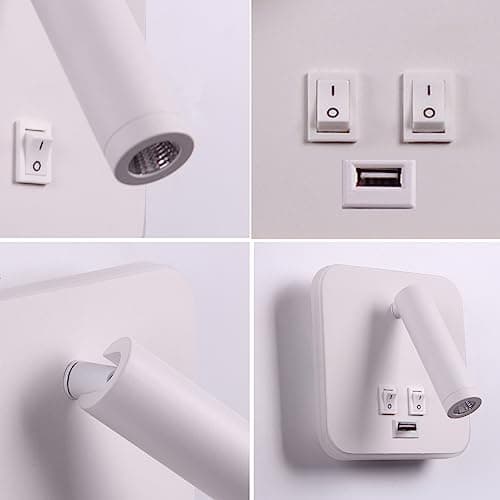 Sengelampe med leselys og vegglampe med ladebryter