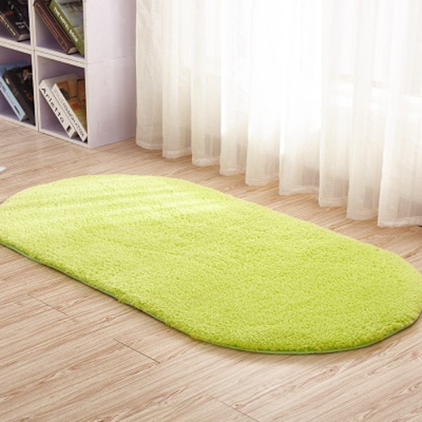 Oval tjock plyschmatta för vardagsrum sovrum-Fruktgrön 120*160cm