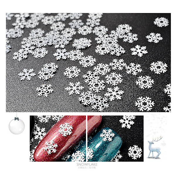 3 set snöflinga nagelglitter juldekorationer vit