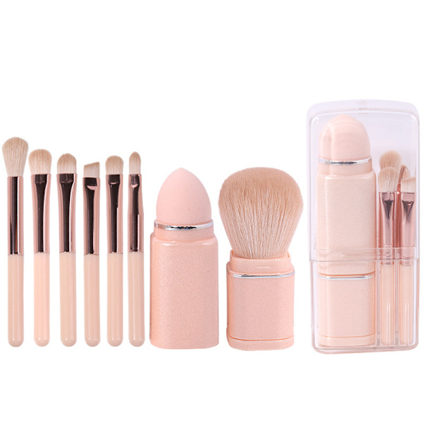 Bærbar Retractible Makeup Pensel Beauty Tool Kit light cyan