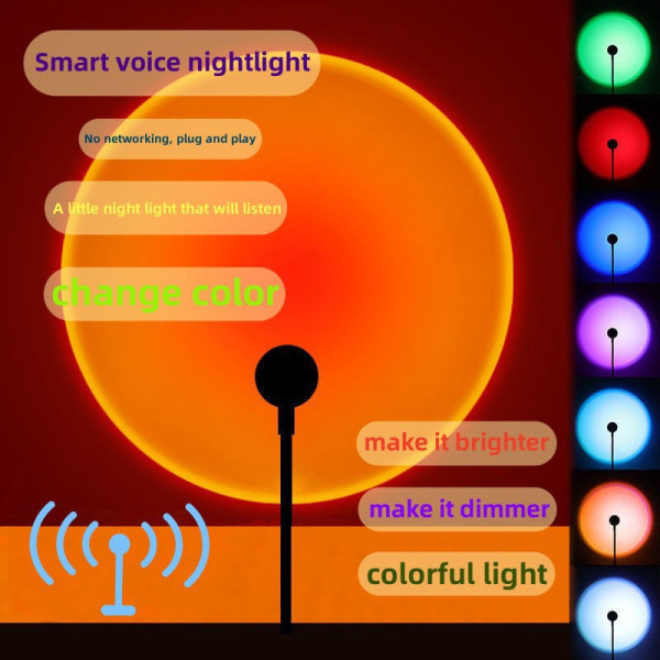 Solnedgangslampe, solnedgangslampe, soveromprojektor gulvlampe, LED-natt