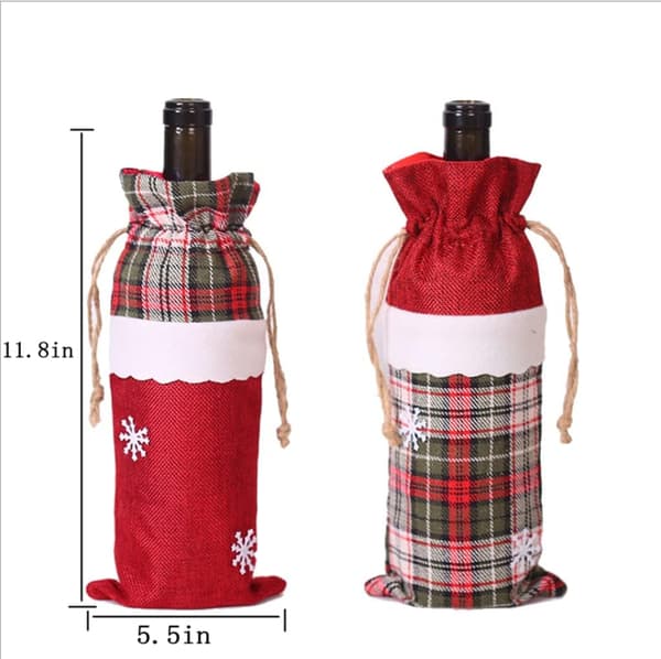 2 Pak Jule Buffalo Plaid Vinflaske Covers, Jule Swe