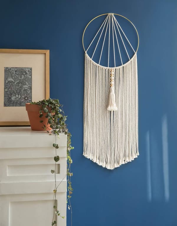 Sæt med 2 Macrame vævede Boho vægdekorationer Bohemian Chic Dekoration