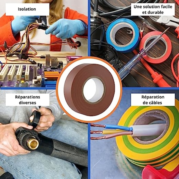 2 stk. Brun elektrisk isolerende tape - 18 mm x 20 m