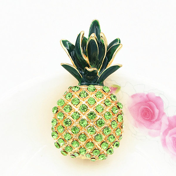 Rhinestone Ananas Brosche Kvinder Mode Sommer Brosche Emallje P