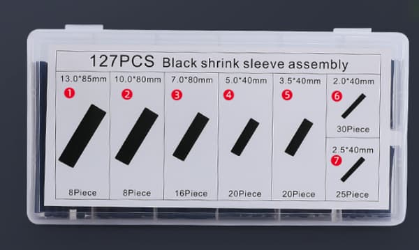 DIY | Assortiment af krympeflex | sort | 127 stk.