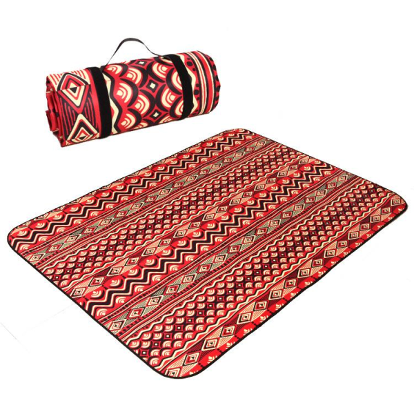 Pikniktepper, Boho Piknikmatte for Vanntett Foldbar, Sandsikker Overdimensjonert Utendørsmatte, for Fester, Camping, Park, Reise, Gressgaver, rød 200*200cm