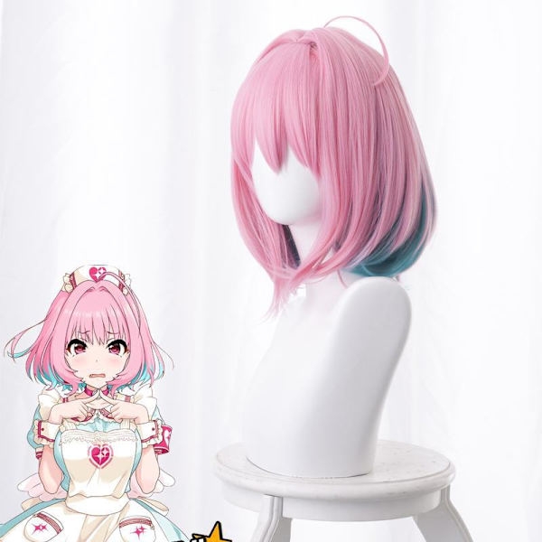 30cm/ 12 tommers mellomlang rett herre parykk (rosa)