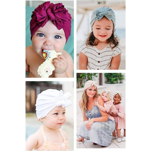 8PCS Baby Turban Nyfødt Huer Baby Hårbånd Pige