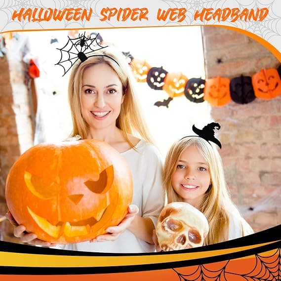 2-pak Halloween hårbøyle edderkoppnett hårbøyle heksehatt hode