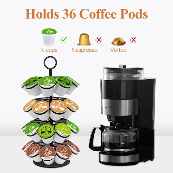 Kaffebehållare, kaffeförvaring kompatibel med K-koppar