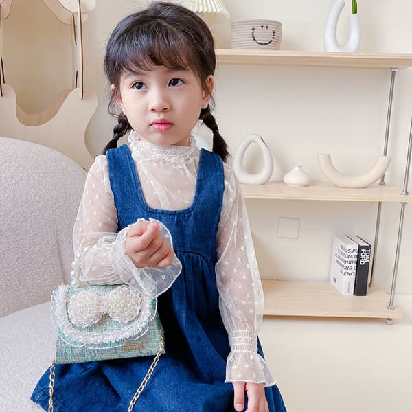 Barnbåge accessoar prinsessa pärla handväska 8