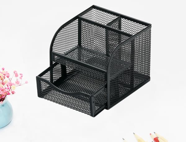 Fire Grid Jern Penneholder Oppbevaringsboks