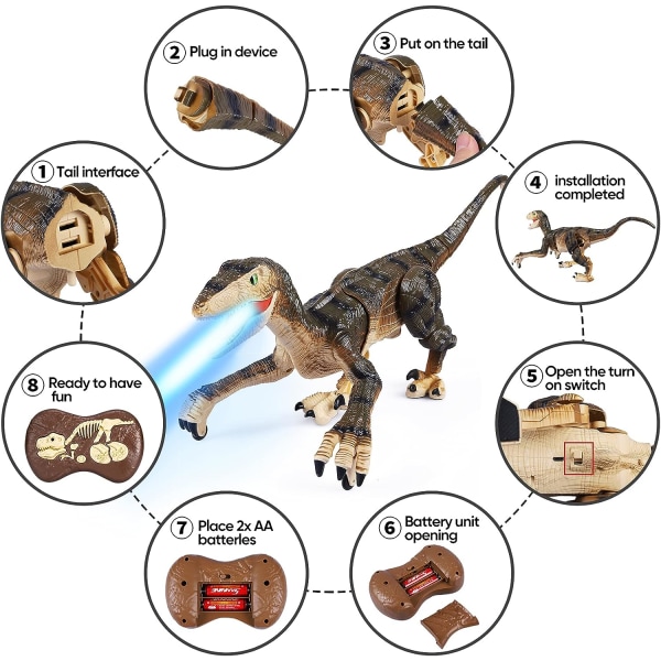 Kauko-ohjattavat dinosauruksen lelut lapsille, 2.4G elektroniset RC-lelut,