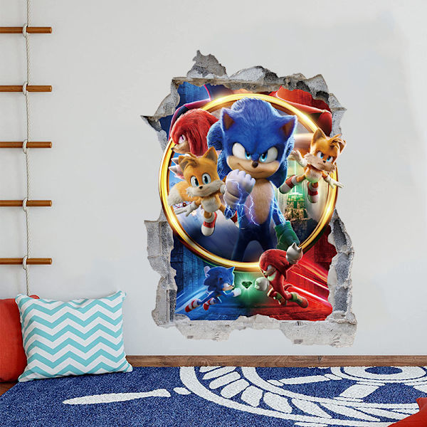 Sonic Adventure Wall Stickers 3D Smashed Custom Hedgehog Kids Ga