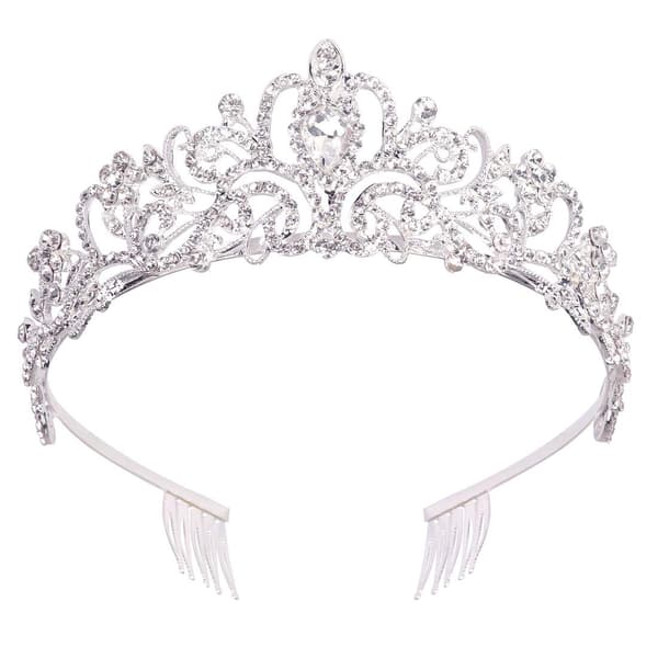 Sølv krystall tiara kroner for kvinner jenter elegant prinsesse krone