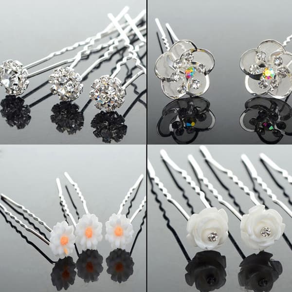 20 stk. U-formede brudeperle roser hårnåle krystalrhinestone clips