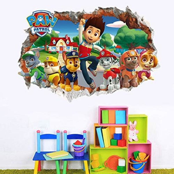 Paw Patrol 3D veggklistremerke Gutter Jenter Rom Paw Patrol 3D ødelagt