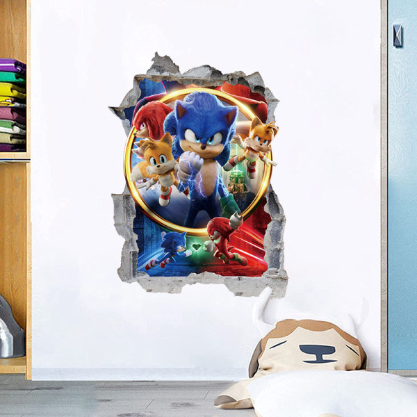 Sonic Adventure Wall Stickers 3D Smashed Custom Hedgehog Kids Ga