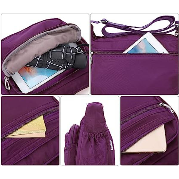 Vanntett multi-lomme messenger bag crossbody bag