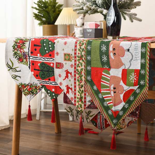 Julepynt strikket stoff duk bordflagg kreativ juleduk borddekorasjon hjemme dressing (180 * 35cm)