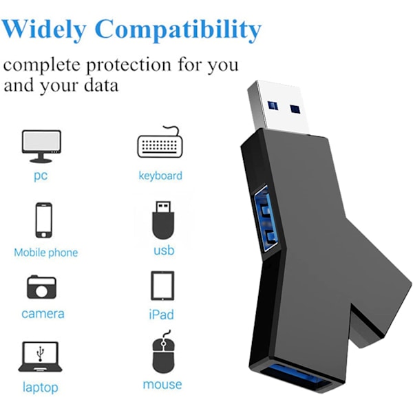 2 stk. USB 3.0 Hub, USB 3.0 3 Port Hub, USB Docking Station, Data H