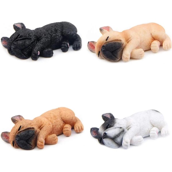 4-pack magnetiska kylskåpsmagneter 3D sovande fransk bulldog kylskåp