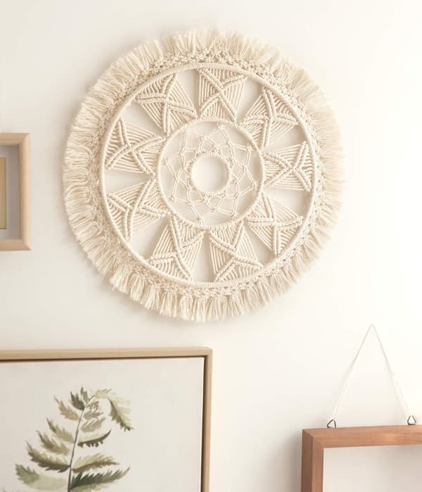 Makramee seinävaate kudottu seinävaate seinäkranssi boho chic ho