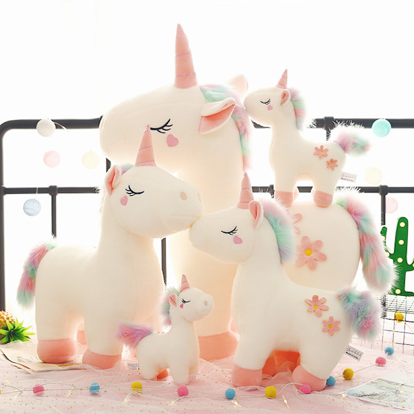 Rosa Kawaii Enhörning Plysch Leksak Mjuk Djur Häst Dockor Fo