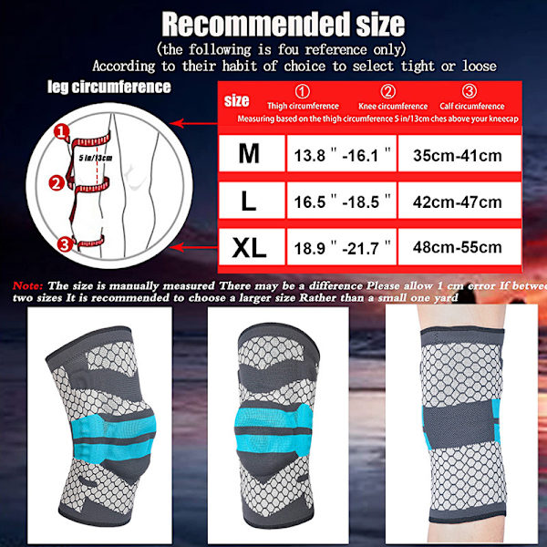 Sports Knäskydd Fjäder Silikon Leggings med Knäskydd Blå L