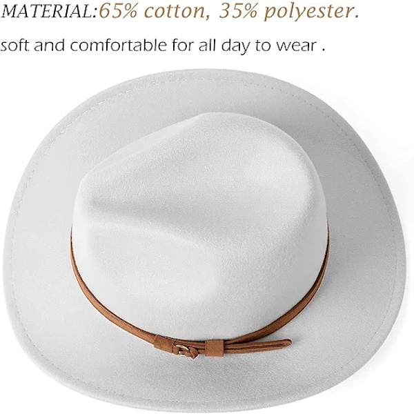 Platt topp Cowboy Top Hat Roll Brim Filt Hatt Män Kvinnor Utomhus Wes