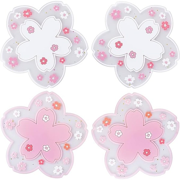 4 st Sakura Cup Coasters, söta rosa Macrame Drink Coasters, Funn