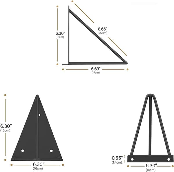 2 stk. Hyldebeslag til hjemmet, dekorative robuste metal triangul