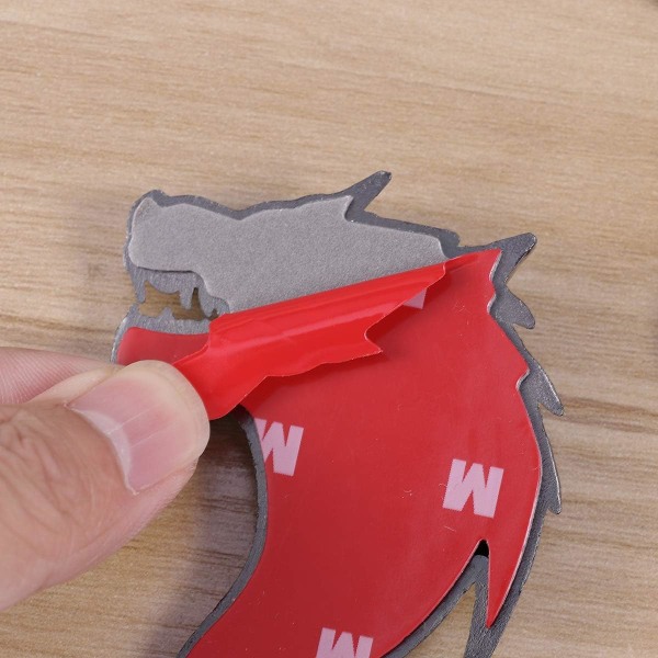 2 stk 3D metall ulvehode bilklistremerke og emblem refleks B