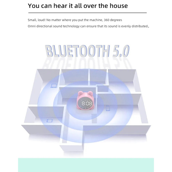 Söt Bluetooth-högtalare väckarklocka för barn sovrum A