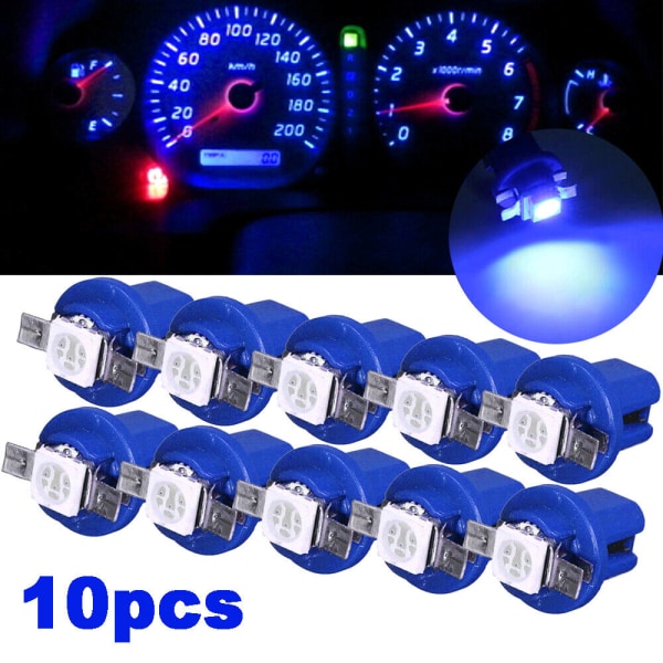 10 stk T5 B8.5D 5050 SMD Blå LED-dashbord-instrumentlys