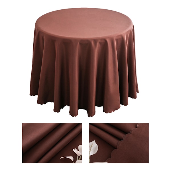 Rund polyesterduk, maskinvaskbar - Mørk kaffe 220cm