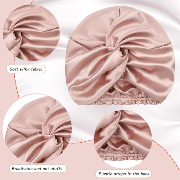 3 stk. Silke Hår Wrap til Sovende Kvinder Bonnet Elastisk Silke S